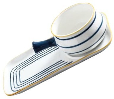Gatuida Ceramic Hand-painted Milk Pan with Tray Multi-use Soup and Noodle Pot High-grade Material Crockery for Kitchen Heating and Serving