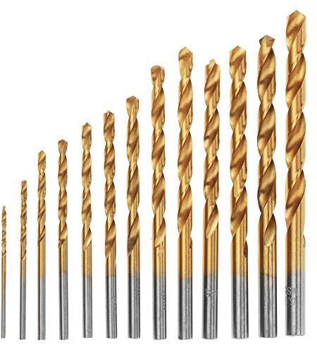 SET DI PUNTE ELICOIDALI IN ACCIAIO AD ALTA VELOCITÀ RIVESTITE IN TITANIO CON MANICO TONDO ADATTO PER ALLUMINIO LEGNO FERRO FORATURA PROFONDA FORI DI POSIZIONAMENTO