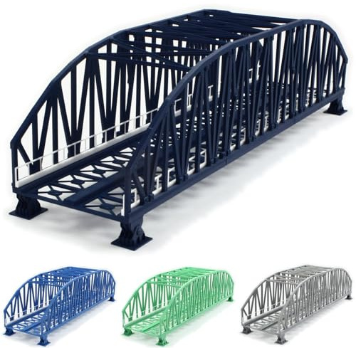 Overdrive-Racing Modelleisenbahn Stahlbogenbrücke 2-gleisig - Spur H0 TT N Z - Erweiterbar, Farbe:Dunkelblau/Weiß, Set Stahlbogenbrücke H TT N Z:H0 Stahlbogenbrücke