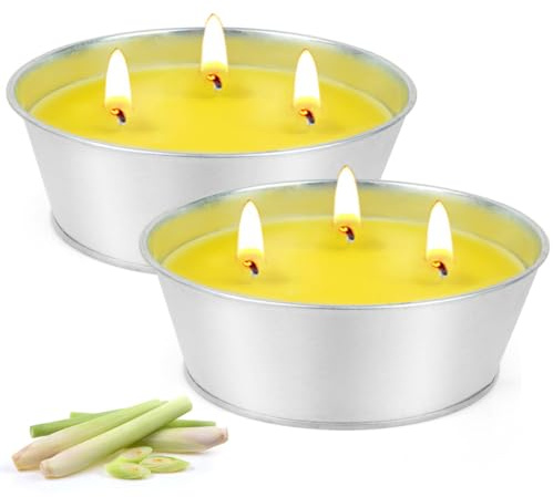 Velas Citronela Grandes, 100 Horas de Duración,Cera de Soja Natural