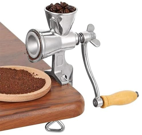 Molinillo manual de grano, molinillo de maíz de hierro fundido con abrazadera de mesa ajustable y manivela para moler trigo, nueces y especias