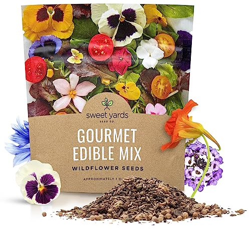 Wildflower Seeds Edible Flowers Mix - 1 Ounce Over 7,000 Open Pollinated Annual and Perennial Seeds