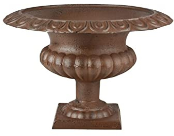 Esschert Design Französische Vase, 45 x 45 x 30 cm, aus Gusseisen, niedrig, Größe L, Blumenvase, Pflanzenvase, Stabiler Stand, Gartendekoration