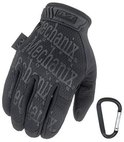 Mechanix WEAR ORIGINAL Einsatz-Handschuhe, atmungsaktiv & abriebfest + Gear-Karabiner, Original Glove in Schwarz, Coyote, Multicam/Größe S, M, L, XL (L, Schwarz/Covert)
