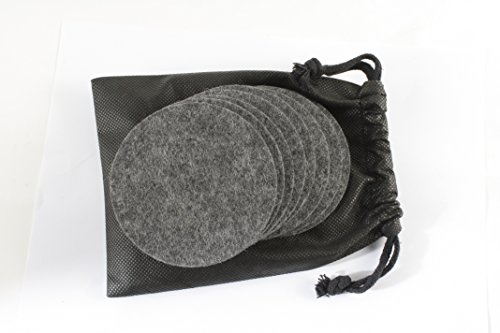 Filz-Untersetzer rund | Wollfilz-Untersetzer | Farbe anthrazit-naturbelassen | Ø 100 mm - Stärke 4 mm | 8 Stück in Geschenkbeutel | Nr.46145
