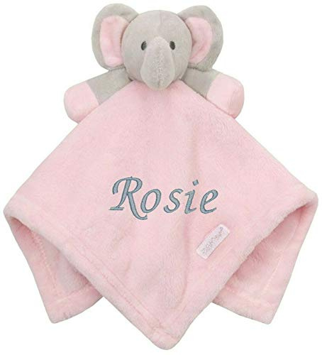 Personalised Baby Girl Comforter Blanket Newborn Christening Shower Gift Elephant (Pink)
