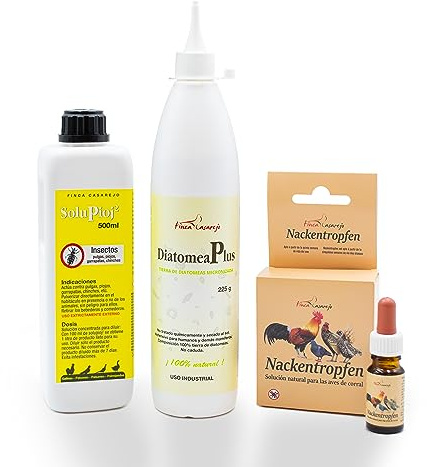 FINCA CASAREJO Pack Adiós Piojos para Gallinas - Productos Naturales para Desparasitar Aves de Corral - Elimina el Piojo de Las Gallinas en tu Corral - Pack Formato pequeño