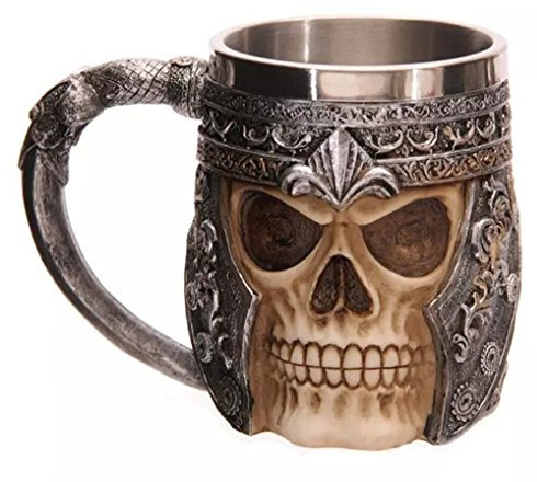 YIQI Jarra de Acero Inoxidable Interior para Agua Té Cerveza Café Bebidas (Patrón de 3D Cráneo),350ml