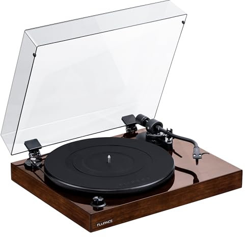 Fluance RT82 Reference High Fidelity Vinyl Turntable Record Player with Ortofon OM10 Cartridge, Speed Control Motor, High Mass MDF Wood Plinth, Vibration Isolation Feet - Walnut