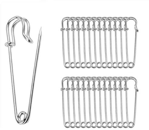 ReachTop Pack of 30 Large Safety Pins, 2.76 Heavy Duty Blanket Fasteners - Steel Spring Lock Pins for Crafts, Skirts, Kilts, Brooch Making