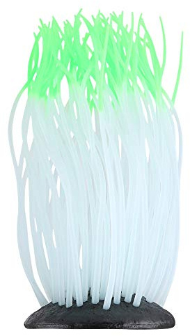 Duokon Künstliche Seeanemone aus Silikon, leuchtende Koralle, Ornament für Aquarium, Dekoration (grün)