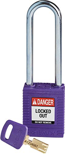 Brady (NYL-PRP-76ST-KD) SafeKey Nylon Lockout-Vorhängeschloss Mit Stahl Bügel 76.00 mm Lila KD - Verschiedenschließende Schlösser 1 Stück