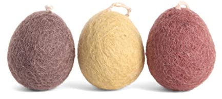 Gry & Sif große Osteranhänger Eier, Filzeier, Ostern, Osterdeko, Frühlingsdeko aus Filz, Handmade, Fairtrade | helle Ostereier, 4 cm, 3er Set