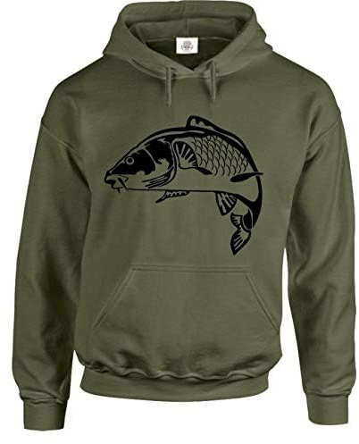 Darkwear KOI Pêche à la carpe Cadeaux pour hommes Pêcheurs Vêtements à capuche, vert militaire, L