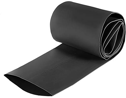 sourcing map Heat Shrink Tubing 70mm Dia 113mm Flat Width 1m - Black | 2:1 rate Shrinkable Tube Cable Sleeve