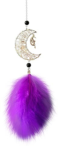 Auto Traumfänger Mini, Asudaro Auto Rückspiegel Anhänger Traumfänger Feder Dreamcatcher Handgemachte Anhänger Auto Spiegel Anhänger OrnamentAutospiegel Anhänger Deko Autozubehör,Lila