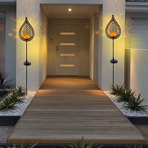 etc-shop RGB LED Solar Leuchten Steck Lampen Design Garten Kugel Strahler Feuer Effekt Außen Beleuchtung Erdspieß, Auswahl:Design 12