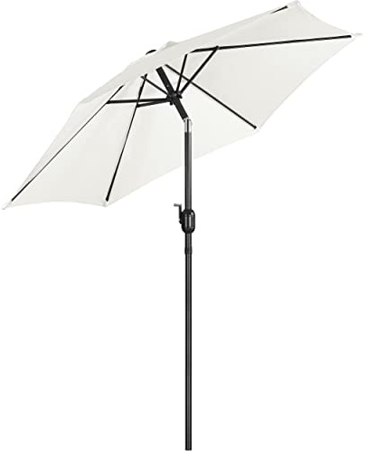 Yaheetech Garden Parasol Umbrella 2.3M Patio Table Umbrella Outdoor Sun Shade for Garden with Crank Handle & 6 Metal Ribs for Backyard/Deck - Cream