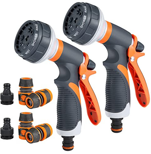 moinkerin Garten Handbrause Gartenschlauch Aufsatz Gartenbrause für Bewässerung Pflanzen oder Rasen, Reinigung Haustiere, Reinigung von Windows 1/2‘’ Schlauch(2, Orange)