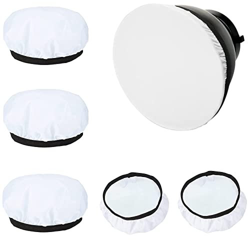 Accfore 5 piezas difusor de luz calcetín lámpara cubierta de tela suave difusor blanco cubierta de lámpara para anillo luz flash (7 pulgadas/18 cm) (paquete de 5)
