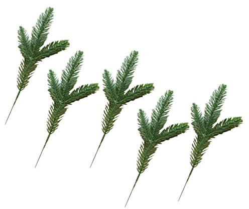 VICASKY 10stücke Künstliche Kiefernzweige mit Drahtstiel Simulierte Pflanzen für Weihnachts und Festtagsdeko DIY Heimtextilien Grün aus Kunststoff und Draht für Innen und Außenbereich