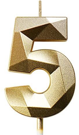 Geburtstagskerzen Zahlen Kerze 5 Tortendeko 5. Geburtstag Junge Mädchen Kerzen Geburtstag Gold 0-9 Zahlen Geburtstagskerzen für Torte