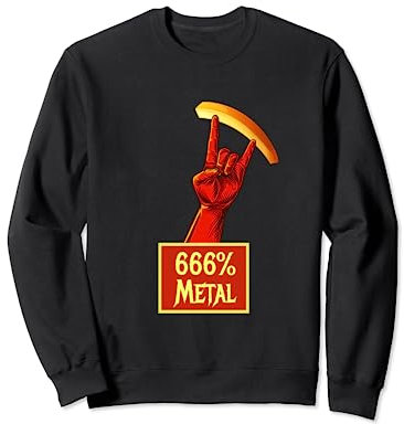 Fourchette à frites 666% Heavy Metal Geste Cornes du diable Hard Rock Sweatshirt
