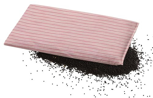 Aminata Balance Komfortables Wärmekissen mit Rapssamenfüllung - 24x18 cm - Ideal für Schulter, Nacken & Rücken - Handgefertigt in Deutschland - Rapskissen mit rosa Streifen - Hell