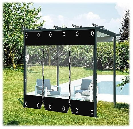 0,5-mm-PVC-klare wasserdichte Planenseitenwände, wasserdicht mit Reißverschluss, for Terrassenüberdachung, Veranda, Planenvorhänge im Freien mit Reißverschlusstür ( Size : H1.8xW5.5m/H5.9xW18ft )