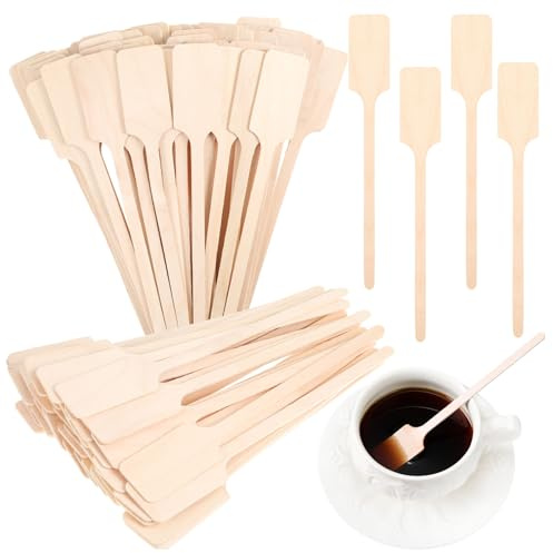 16,3 cm Kaffee-Rührstäbe aus Holz für Kajak-Paddel-Form, Kaffee-Rührstäbchen, Holzrührer, heißer Kakao, Rührstäbchen für Tee, Honig, heiße und kalte Getränke (einfacher Stil, 600)