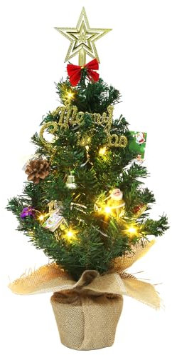 Veroda 50cm/20 Light-up Christmas Tree Small Artificial Tabletop Christmas Tree for Christmas Holiday Party Decoration (style 1)