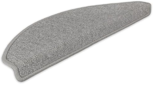 Kettelservice-Metzker Stufenmatten Ariston im Sonderformat 64/20cm Halbrund Hellgrau 15 Stück Treppenschutz Treppenteppich