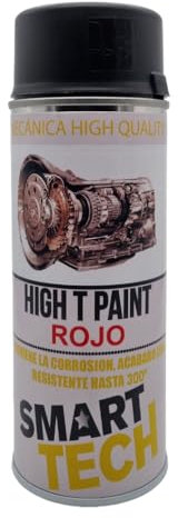 Smart Tech Pintura Anticalorica Roja Spray 400ml para pintar Pinzas de Freno Motores Cajas de Cambio Resistente al Calor Altas Temperaturas 300º