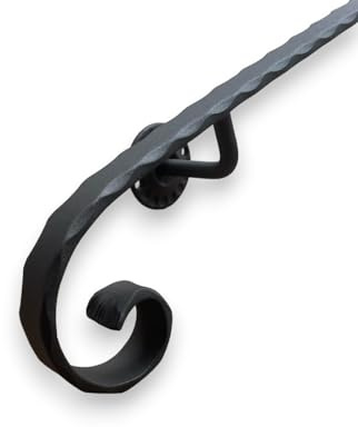 Corrimano in Ferro Mod. Certosino - Lunghezze da 50 cm a 400 cm - adatto per l'arredamento della casa interno/esterno, sez.30x10 mm, Made in Italy (Nero Antracite, 150 cm)