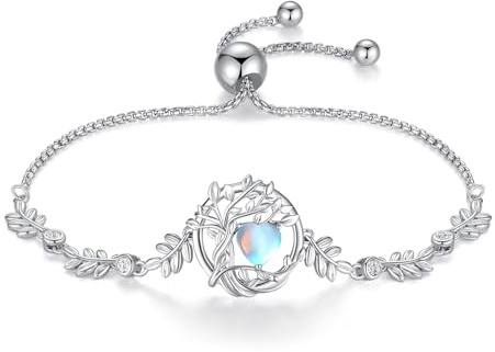 FANCIME Lebensbaum Geburtsstein Armband für Damen 925 Sterling Silber | Baum des Lebens Geburtsstein Anhänger Armband Schmuck Geschenke für Damen Frauen Mädchen
