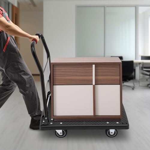 48*72*85cm Plattformwagen, Einhand-Klappwagen mit stummen Rädern, Transportwagen,Umzugswagen Handwagen, Paketwagen Bis 150 kg Tragkraft,ideal für den Transport von schweren oder täglichen Gegenständen