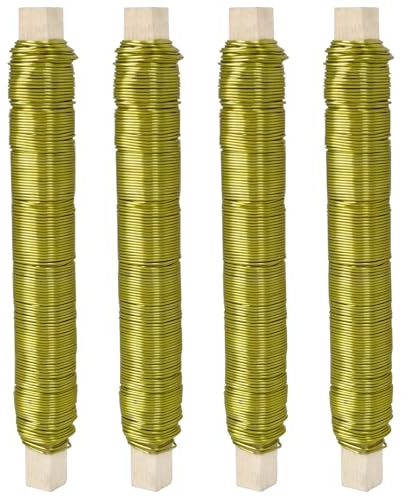 4 x blomtråd galvaniserad pysseltråd tråd guld, lindad tråd, lös på trälindning, bindningstråd rostfri galvaniserad, tjocklek 0,7 mm vardera 30 m 100 g som, för bindning av adventskrans av blommor och