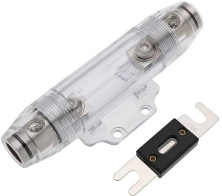 YINETTECH Fusible ANL 250 A AWG Calibre 0/2/4 avec Support Porte-fusible en Ligne ANL Simple Plaqué Nickel Satiné Conception en 3 Pièces pour Voitures Navires Audio de Voiture Etc.