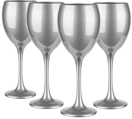 Glasmark Krosno Weinglas Rotwein Weingläser Set Gläser Für Rotwein Weisswein Rotweinglas Rotweingläser Weissweingläser Wein Kelch Glas Spülmaschinenfest Silber 4 x 300 ml