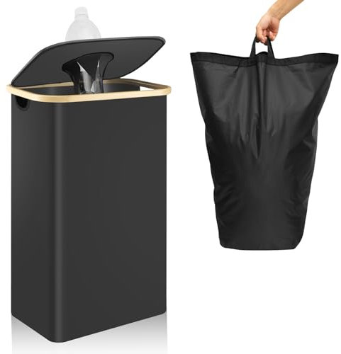 Recycling Bin for Kitchen, 105L Foldable Recycle Bin with Lid and Reusable Inner Bag, Large Indoor Recycling Bin, Portable Home Recycle Bin, Bottle Collector for Cans Glass Bottles Plastic Bottles