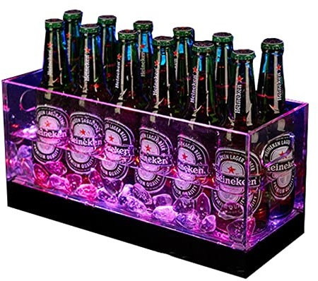 LIDDFAFA LED Automatic Color Changing Light Ice Bucket,Ice Bucket Champagne Cooler,Commercial Ice Cubes Barrel,for Home,Bar,Or Cold Drink Shop Use