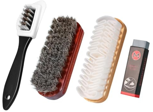Sarini 4 ST Mockaborste för skor, Nubuck Borste Tagel Skoborste Slitstark Crepe Borstar Multifunktionell Nubuck Mocka Cleaner Kit