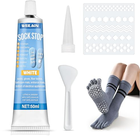 WEILAOK Sockstopp halkskydd, strumpa stopp, flytande strumpakrem, halkfria strumpor, vit, 50 ml