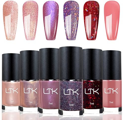 Set di 6 smalti per unghie, ad asciugatura rapida, colore viola nude, atossico a base d'acqua, per il salone fai da te, regalo per donne e ragazze, manicure a casa (colorato B)
