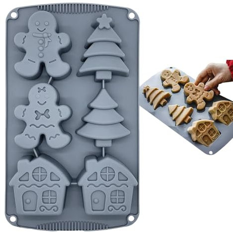 Lebkuchenmann Silikonformen - -Silikon-Backform für Weihnachten | Multifunktionale Weihnachts-Silikonformen zum Backen | Backformen mit 6 Schwerkraft für Seife, Gelee