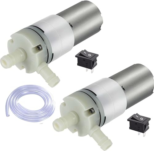 RUNCCI-YUN 2PCS Mini DC 12V 370 Mini Miniature Self-Priming Diaphragm Water Pump, Air Pump for Aquarium, 1/4 Hose Connection, Max Flow 700-850ml, Suitable for Aquariums, Tea Makers, Refrigerators