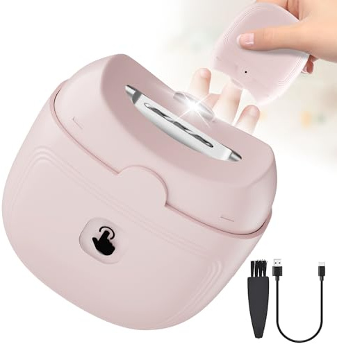 Electric Nail Clipper - 2025 New Automatic Electric Nail Trimmer with LED Light & Debris Collector - Rechargeable Electric Fingernail Clippers File Cutter for Adults/Senior/Baby/Children/Men/Women/Kid