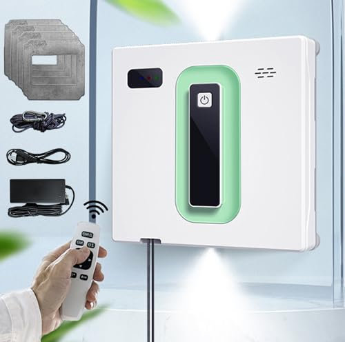 HIQIDI Robot lavavetri, Doppio Serbatoio d'Acqua da 50 ml, Potente aspirazione da 3000 Pa, Robot lavavetri Intelligente con Supporto App e Telecomando, Adatto per finestre Alte Esterne/Interne