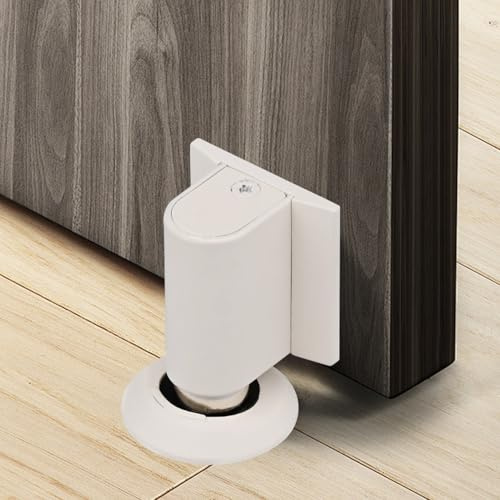 Türstopper Magnetisch, Türstopper Boden Selbstklebend, Metall Türstopper Türstopper Schwer, Magnetische Türstopper Ohne Bohren, Höhenverstellbarer Türstopper für Wand, Tür und Bodenschutz (Weiß)