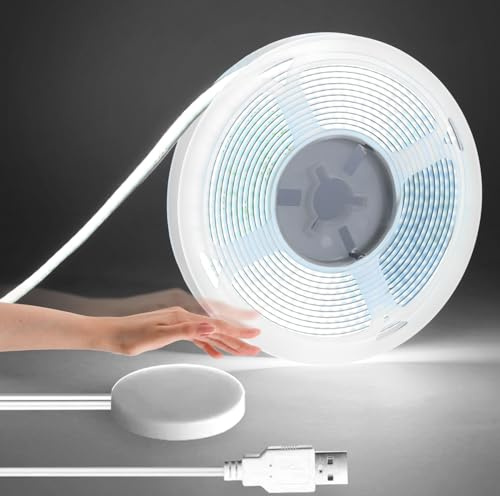 LRGBST 5V USB COB tira led, 2M luz blanca dimmable de la tira led de con el interruptor del dimmer del barrido táctil y manual para la iluminación del estante de los mostradores